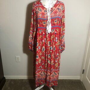 Vintage-Inspired Cottagecore Maxi Dress | Lightweight Rayon | Size XL